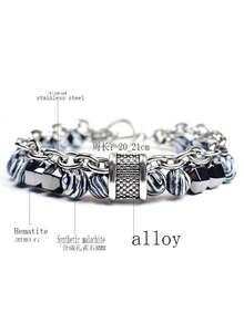 欧美流行情侣孔雀石OT扣双层串珠黑玛瑙手链，工厂直销批发 - 手鍊 - 查看 14