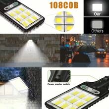 Solar Outdoor Street Light-Outdoor Security Light With Remote, Waterproof Garden Pathway Lighting,Barricade Light Wall Light, 108COB High Brightness LED Solar Garden Light! 2000 Lumens Waterproof Spotlight Garage Wall Anti-Theft Lighting Intelligent Human Body Sensor +3 Levels Dimming Mode - Solar Outdoor Lights,Solar Panel Powered Security Light For Garden, Garage, Yard, Backyard, Patio - Durable Outdoor Pathway Lighting, Garden Lights For Yar,Human Body Induction Wall Light,Garden Light(1/2/4/8pcs) - 黑色 - 查看 6