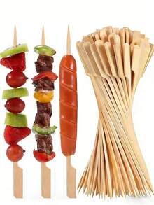 50/100pcs 9/15/25cm Barbecue Skewers, Suitable For Barbecue, Fruit, Cocktail Decoration, Iron Pot Roasted Meat, Cotton Candy, Disposable Grilling Tools, Suitable For BBQ, Ramadan, Holiday Parties - Multicolor - View 1