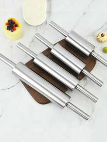 1pc Stainless Steel Rolling Pin, Dough Roller, Baking Tool For Home Kitchen - Multicolor - View 4
