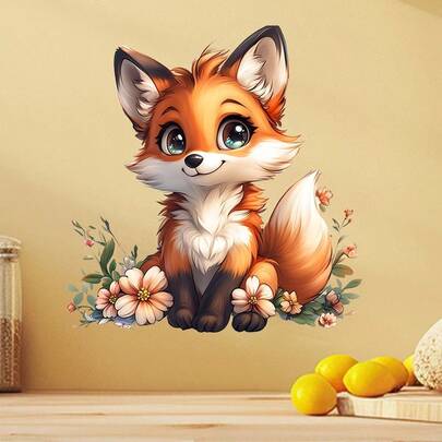 1张可爱动物装饰贴纸，多种动物造型，可爱装饰贴纸，适用于家居、客厅、卧室、书房