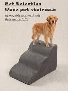 PETSIN Pet Dog Cat Stairs, 2/3/4/5 Steps Dog Ladder, Bed Ramp, Non-Slip , Removable And Washable Sofa Bed Stairs, For Injured, Elderly Dogs And Cats With Joint Pain, Best Selling - Light Grey - View 5