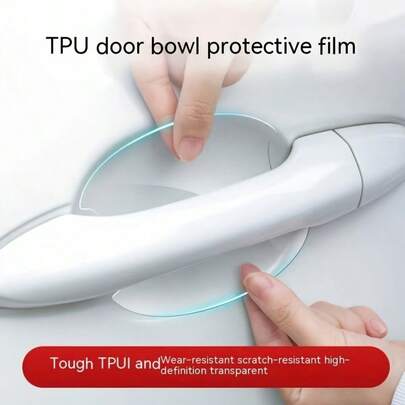 4/8pcs Car Door Handle Stickers, Anti-Scratch Handle Bowl Stickers, Universal Transparent TPU Coating Protective Film