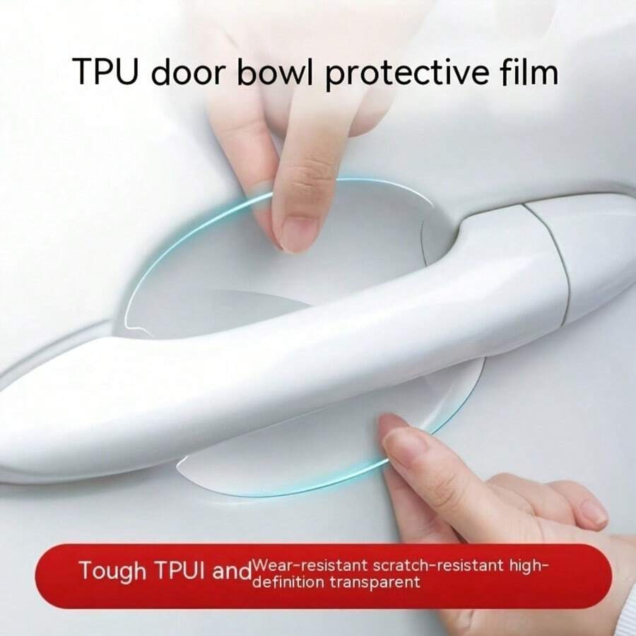 4/8pcs Car Door Handle Stickers, Anti-Scratch Handle Bowl Stickers, Universal Transparent TPU Coating Protective Film - Anti-collision Stickers - View 1