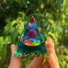 1件波西米亚风格水晶柱金字塔装饰品，适合家居桌面装饰、冥想桌摆件，提升氛围，适合灵性主题的客厅、卧室、书房、办公桌、书架。 - 彩色 - 查看 8