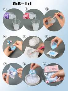 Taba DIY 套件，DIY 珠寶製作套裝，1:1 AB 液態矽膠附 3 個模具，打造專屬超柔軟凝膠手工藝品套組，生日節日禮物派對小禮，適合 DIY 手作愛好者與初學者 - set - 查看 6