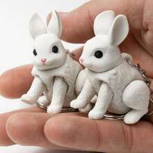2pcs/6pcs Easter Mini Bunny Keychain Articulated 3D Printed Hair Texture - Multicolor - View 2