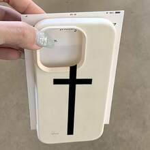 1个黑色十字图案全包覆式TPU防震手机壳，兼容苹果16、15、14、13、12、11 Pro Max及系列 - 彩色 - 查看 2