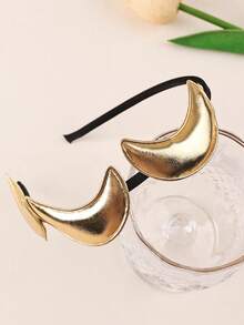 1pc Gold Crescent Moon Headband, Minimalist & Versatile Fashion Hair Accessory For Women - Multicolor - View 6