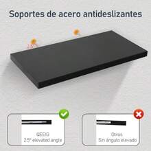 ASDF-LOKOOY Set de 6 Unidades Estantes Flotantes Soportan hasta 8 kg Repisas Flotantes estantes flotantes de Pared Estante de Almacenamiento Flotante Simple y Moderno 30 * 15 * 1.5 Negro Natural Café - 301515 - Ver 4