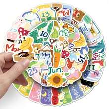 50pcs Hand-Painted Date & Month Stickers, Cartoon Minimalist Oil Painting Style Planner Stickers, Phone Case Stickers - 50 Original Daily Journal Slides - 1687X - View 6