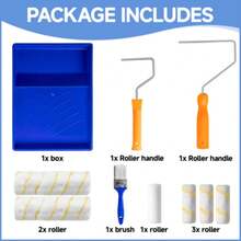Paint Roller 9" Set Tray Rollers Soft Sleeves Brush Kit Decorating Painting Tool - Orange - View 6