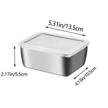 6 recipientes inox herméticos y apilables. Tapas antifugas. Aptos para refri, congelador, horno y lavavajillas. 2 tamaños: 13.5*10.5*5.5 cm y 25*19.5*5.5 cm. Para sobras y meal prep. - Plateado - Ver 2