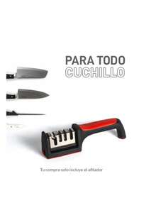 Afilador de cuchillos para cocina con 3 ranuras y una más para las tijeras - Negro - Ver 4
