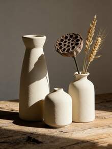 1个/套3个简约花瓶，北欧INS风格家居装饰花瓶，适用于客厅、卧室、桌面装饰 - 米色 - 查看 6