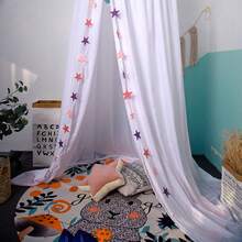 AUSALLA 1件装多功能婴儿床罩，遮光、防尘、防蚊、亲肤、透气，保护宝宝睡眠，无星星图案 - 白色 - 查看 5