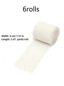 3 rolki wstążki szyfonowej z frędzlami, 1,5 cala szerokości i 21 jardów długości, wstążka szyfonowa z frędzlami, odpowiednia do zaproszeń ślubnych, bukietów ślubnych, pakowania prezentów, rękodzieła, tworzenia kokard, dekoracji imprezowych i wystroju wnętrz.