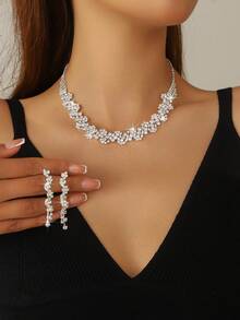 3pcs Women's Jewelry Set: Necklace, Earrings, Elegant And Sophisticated For Party, Bride, Wedding - Black - View 13