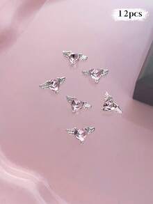 12/240件粉色系列金属美甲饰品：心形、行星、月亮、十字架、蝴蝶结、泰迪熊、星光、水钻银色美甲装饰，奢华金属美甲用品，闪亮粉色水晶美甲宝石，适用于多功能DIY美甲配件 - 彩色 - 查看 21