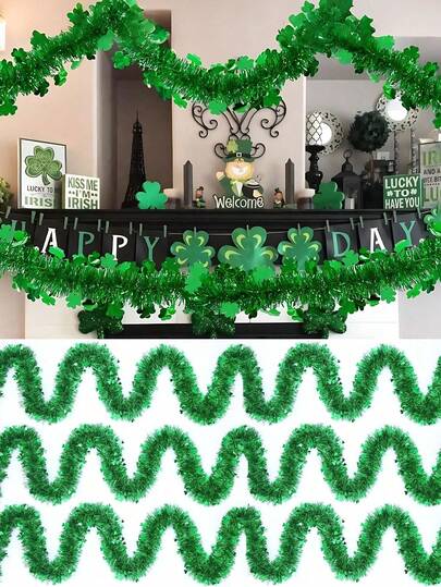 1 Pc St. Patrick's Day Metal Wire Wreaths-Green Clover Metal Wreaths, Suitable For Irish St. Patrick's Day Party Wall,Tree Decor, Parade Party,Home Decor, Indoor,Outdoor Party Holiday Decoration,Party Supplies,Party Favors,Room Decor