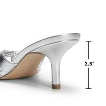 Women Crisscross Strap Kitten Heeled Sandals Fashionable Casual Slip-On High Heel Mules Comfortable Party Wedding Dress Shoes - 銀色 - 查看 6