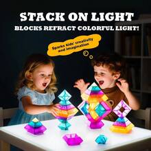 Building Block Sets For 3 4 5 6 Year Old 30 Pcs Stacking Blocks Toys For Boys Girls STEM Preschool Learning Activities Educational Light Table Toys Gifts For ToddlersFull Of Fun - As Pic - View 5