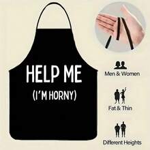 1PC Creative Text Theme Kitchen Apron, Suitable For Household Kitchen Cooking, Baking, BBQ, And Patio Use, Or Both Men And Women, A Unique And Creative Gift - Multicolor - View 3