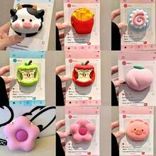 1pc New Flower & Puppy Peach Design MagSafe Magnetic Phone Holder, Strong Suction, Adjustable Desktop Air Cushion - Multicolor - View 1