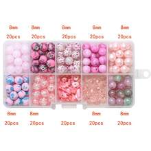 一盒200颗，10种颜色混装玻璃珠，适合制作女士首饰、手机挂饰、包包吊坠、钥匙扣、汽车装饰、吊坠、节日礼物、生日礼物 - 10格色系 - 查看 25