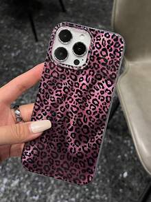 1pc Personalized Foil Leopard Print Shockproof Full Coverage Phone Case Protective Cover For IPhone 11/12/13/14/15/16/17/Pro Max - Purple - View 1