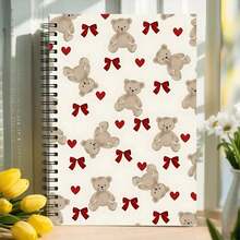 Cute Teddy Bear And Red Bow Spiral Notebook - High-Quality Durable Cover, Suitable For Schools, Offices, Gifts To Relatives, Friends, Teachers And Students, Stationery, Lively Design, High-Quality Paper Material - Bow and Bear - View 5