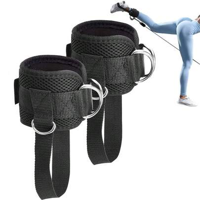 2条/1条可调节户外运动脚踝绑带，适用于绳索训练器、健身脚踝绑带、臀部训练、腿部拉伸、健身房健身配件