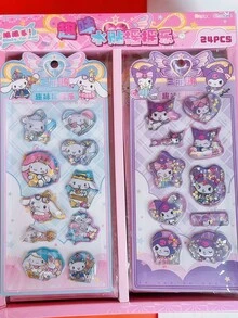 3D Cartoon Stickers - Purple Dog, Pink Melon, Yellow Pudding, Pink Kitty, Purple Bunny, Kuro Family, Shaking Water Stickers, Children's Shaking Stickers, DIY Redemption Gifts, Business Gifts, Advertising Gifts, Promotional Gifts, Welfare Gifts, Holiday Gifts - Multicolor - View 2