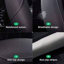 Cubierta protectora del volante antideslizante de microfibra negra universal para todas las estaciones, cubierta del volante de automóviles de seda de hielo, cubierta del volante elástico, cubierta del volante universal de 15 pulgadas - Multicolor - Ver 5