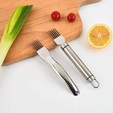1 Multi-Functional Stainless Steel Vegetable Slicer - Suitable For Onions, Garlic, Tomatoes - Handheld Onion Cutter With Multiple Blades For Efficient Slicing - Essential Kitchen Accessory, Vegetable Slicer And Chopper - Multicolor - View 7