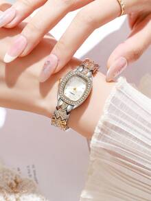 LIANDU LIANDU 1pc Vintage Elegant Minimalist Square Dial Women's Watch, Decorated With Numeric Dial, Stainless Steel Detachable Strap, Suitable For Daily Wear, Back-To-School, Graduation, Thanksgiving, Couples, Best Gift - 金色 - 查看 3