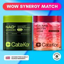 Cata-Kor NAD+ Supplement & Ca-AKG Complex - Liposomal NAD+ Supplement With Resveratrol (60 Capsules) & Ca-AKG, MSM, Hyaluronic Acid & Biotin Beauty Complex (90 Capsules) – Third-Party Tested - 套裝 - 查看 9