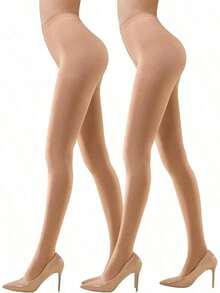 Women's 2-6 Pairs Opaque Control Top Tights Comfort Stretch 70 Denier Pantyhose, Fashionable VTDP - Màu be - Xem 8