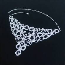 1件优雅别致简约奢华镀银水晶花朵项链 - 銀色 - 查看 1