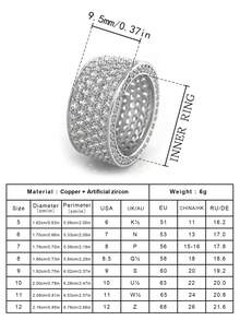 Luxury Gift Box Set, Fully Cubic Zirconia Rings, High-End Jewelry For Party & Formal Occasions, Made Of Copper Material, Non-Fading & Hypoallergenic, Ideal Gift Choice - Silver - View 5