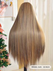 13X4 Lace Front Wig, 30 Inches Synthetic Fiber Wig, Honey Gold Ombre Gradient Long Straight Hair, Heatproof Brown & Gold Ombre Long Straight Hair For Women - Brown Highlight - View 8