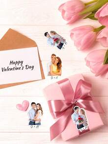 4/12/24pcs Personalized Photo Gift Stickers, Customize Photo And Text,Custom Coffee Cup Stickers With Picture And Text, Design Your Own Stickers , Custom Logo Mug Stickers , Personalized Gift For Mom Or Dad - Multicolor - View 2