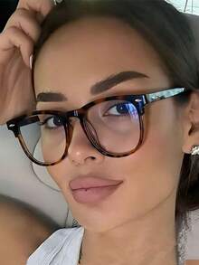 1 par de gafas con lentes transparentes de moda unisex, casual y versátil para la vida diaria, la oficina, la lectura, ver la televisión, los videojuegos, la decoración del teléfono - Multicolor - Ver 3