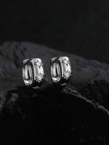 一对镶满水钻的星夜花卉图案耳环，奢华朋克风锆石耳环，男士款，适合派对和日常佩戴 - 彩色 - 查看 6