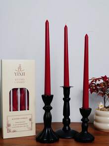 2支装（10英寸）勃艮第酒红色持久留香蜡烛，包含蜡烛套装，燃烧时间8小时，万圣节蜡烛中心装饰，圣诞节家居装饰，烛台礼品，适合赠送给家人、朋友和女性，冬至礼物 - 紅色 - 查看 3