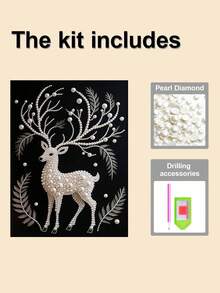 New Pearl Painting, Fantasy Elk Flower Sea Theme, Frameless DIY Handmade Sticky Diamond Creative Diamond Painting Kit, Suitable For Bedroom Decoration, Living Room Hanging Paintings, Room Decoration, Artwork, Birthday Gifts For Friends, Christmas, New Year, Valentine's Day, Holiday Gifts Full Of Novelty. - Multicolor - View 7