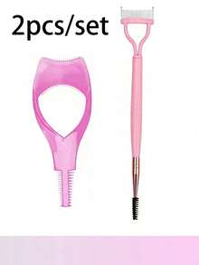 2pcs Eyelash Tool Set, Includes Eyelash Mascara Brush And Stainless Steel Eyelash Comb, Create Natural Lashes, Prevent Mascara Clogging, Makeup Tools. Practical Eyelash Comb Auxiliary Guidance Card Tool - Pink - View 7