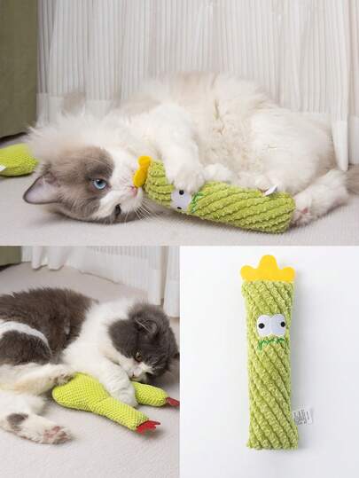 1pc/5pcs Asymmetrical Shaped Cat Pillow Toy - Soft & Durable Pineapple Texture Material, Protects Cats' Teeth, Indoor Cat Chewing Toy, Suitable For All Cat Breeds, Plush Texture, Battery-Free