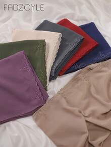 FADZOYLE 1件纯色刺绣头巾围巾，女士四季皆宜，可作披肩、头巾、头巾头饰，独家超长款，适合日常、派对、婚礼、长袍、日常内衬、女士面纱、节日、祈祷和朝圣，穆斯林丝滑触感，大码宽松，适合晚礼服、派对、旅行、礼品配饰。 - 彩色 - 查看 3