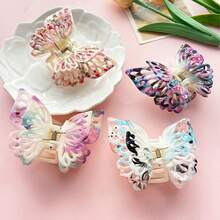 1 Elegant Butterfly Hairpin - Large Anti-Slip Hairpin With Hollowed-Out Design, Colorful Patterns (Beige, Light Pink, White) - A Must-Have For Daily Parties, Durable Beauty Accessory, Suitable For Daily Use And As A Gift - C - 查看 5